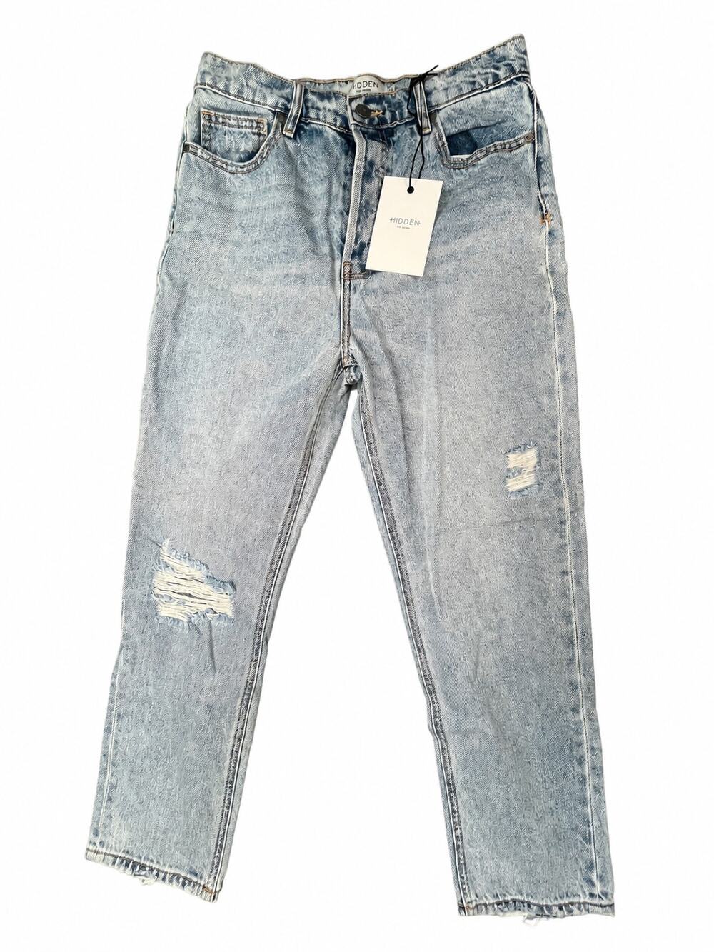 Hidden Tracey High Rise Straight Jeans Distressed Light Wash Size 27 NWT